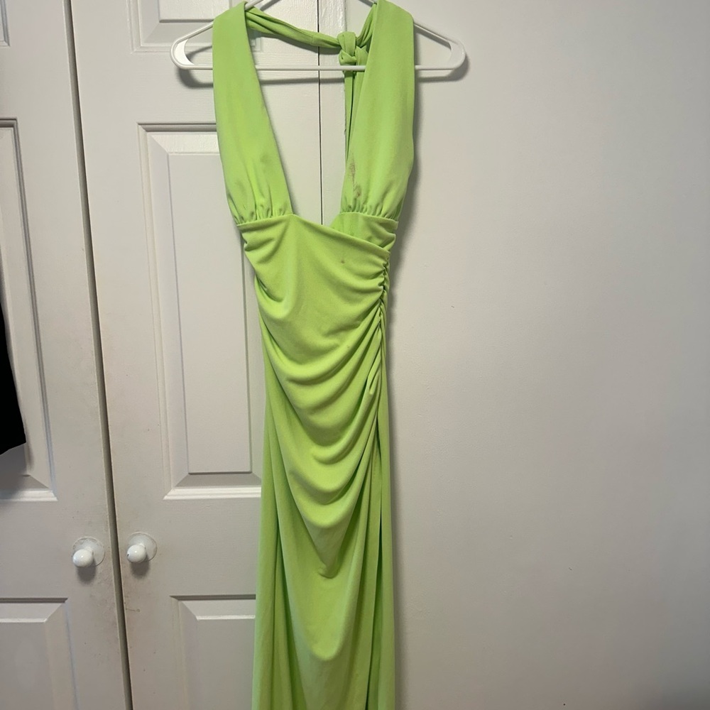 Zara Vibrant Lime Backless Dress